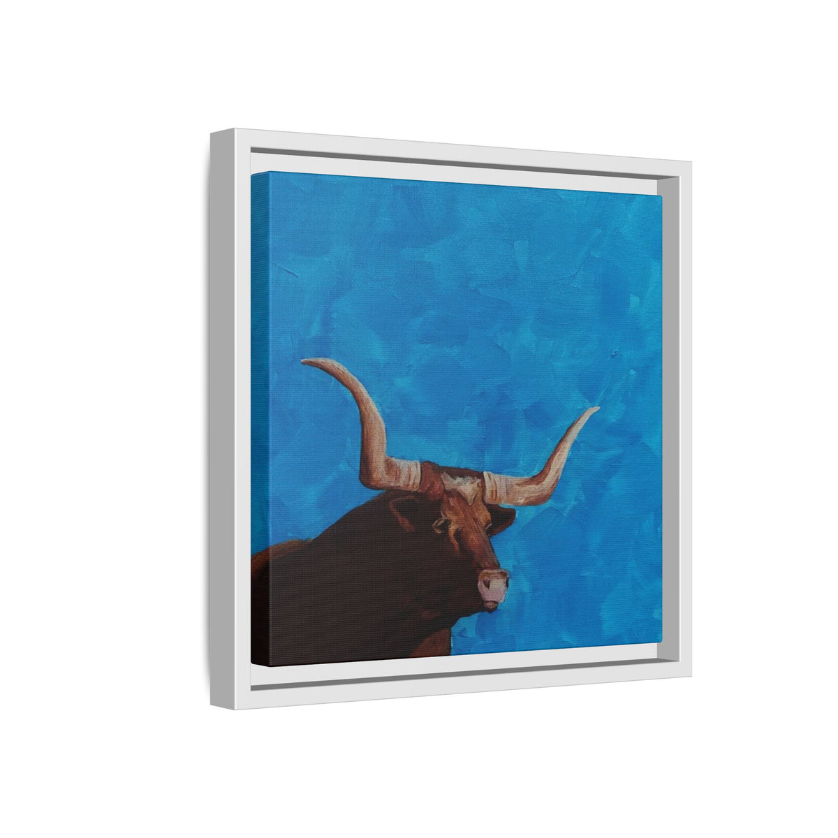 Framed Canvas Original Wall Art – Majestic Longhorn Bull Print on Canvas