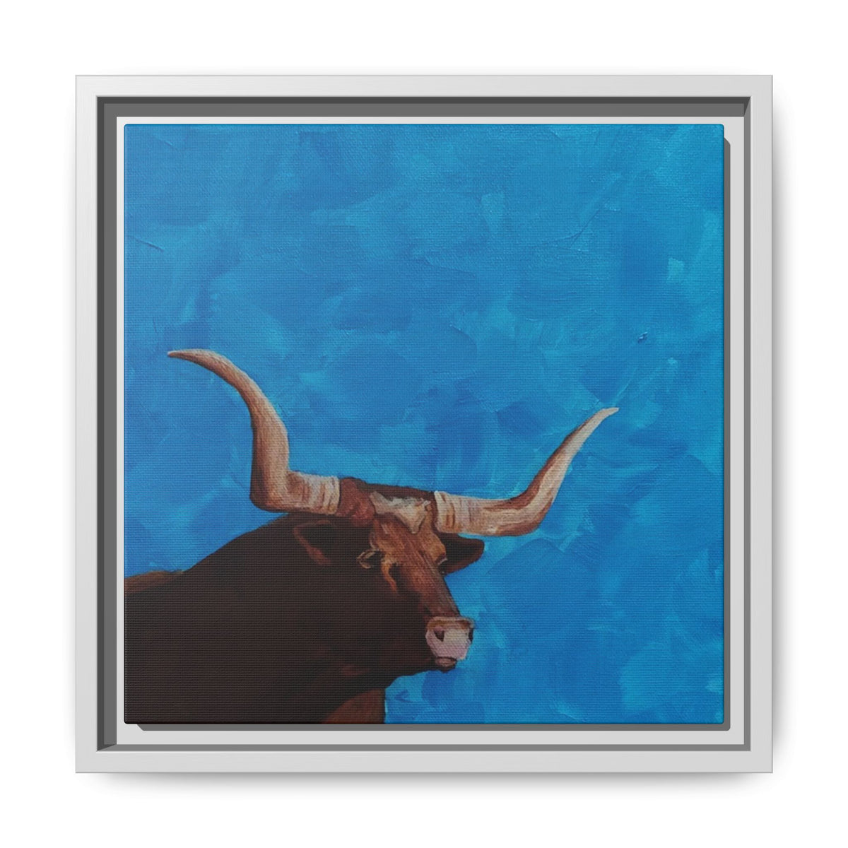 Framed Canvas Original Wall Art – Majestic Longhorn Bull Print on Canvas