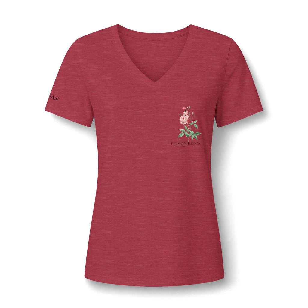 Women's HUMAN BEING Botanical Floral V-Neck T-Shirt