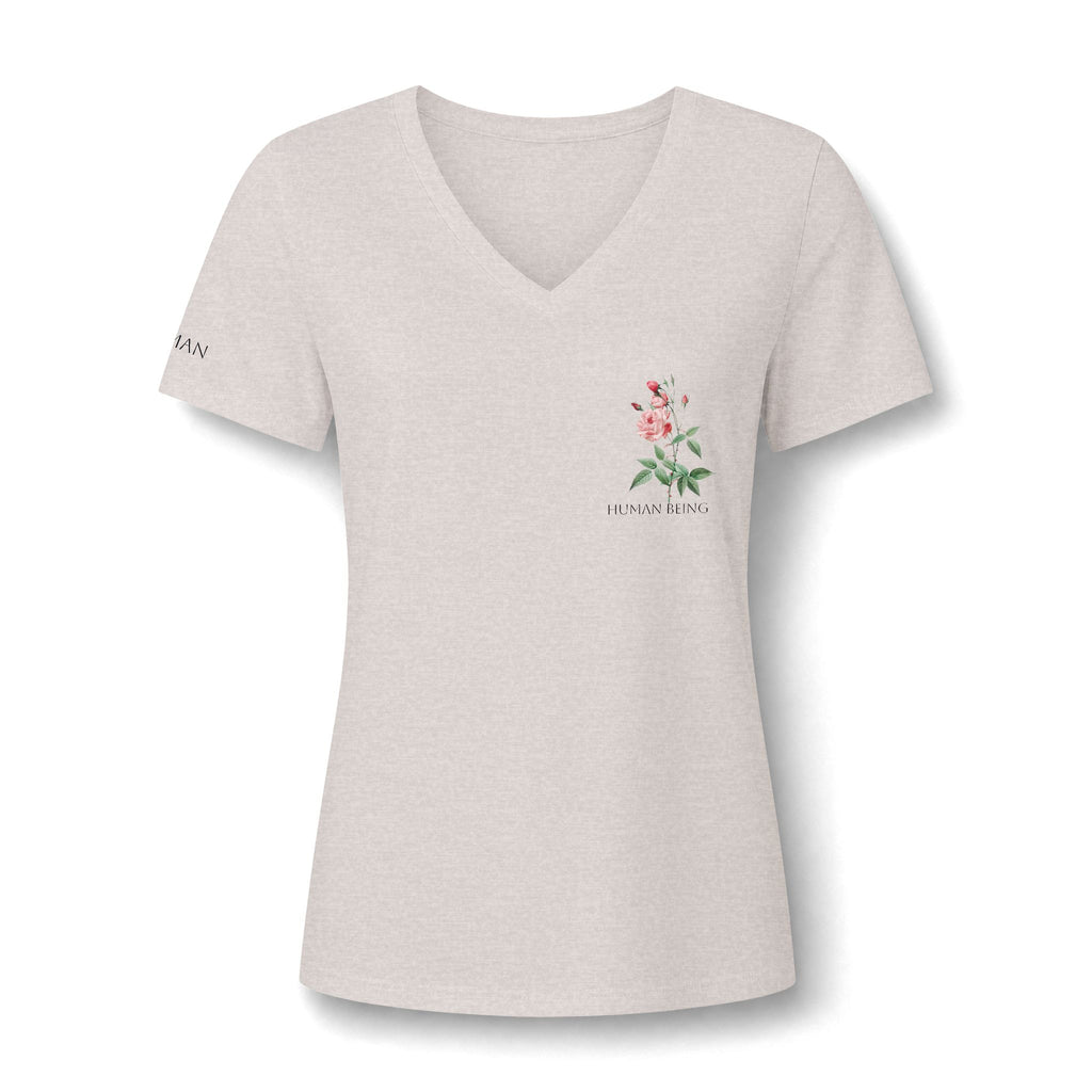 Women's HUMAN BEING Botanical Floral V-Neck T-Shirt