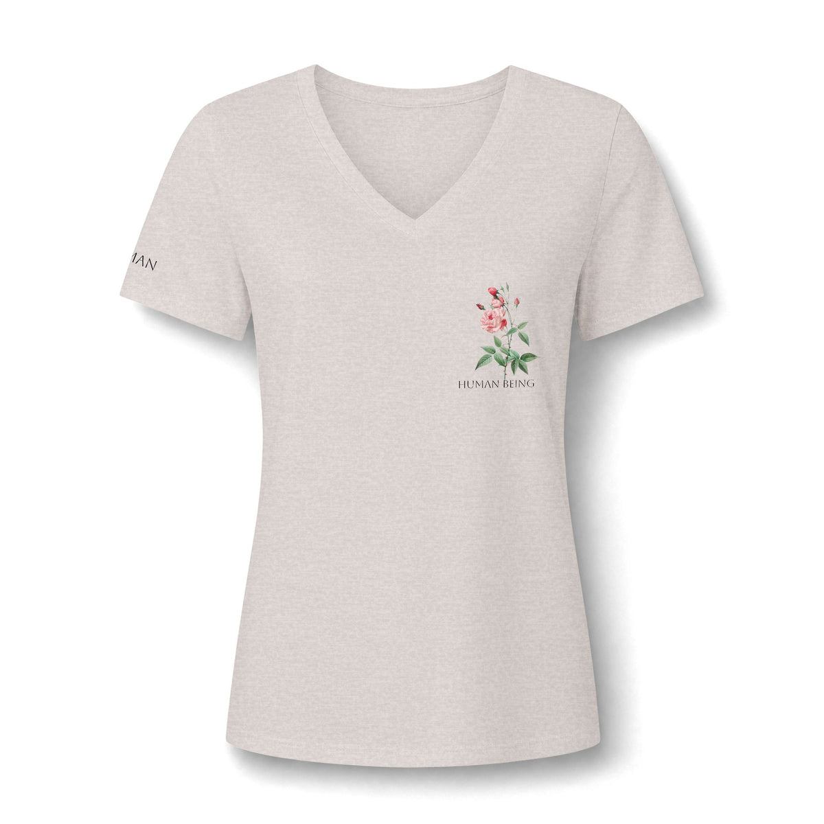 Women's HUMAN BEING Botanical Floral V-Neck T-Shirt