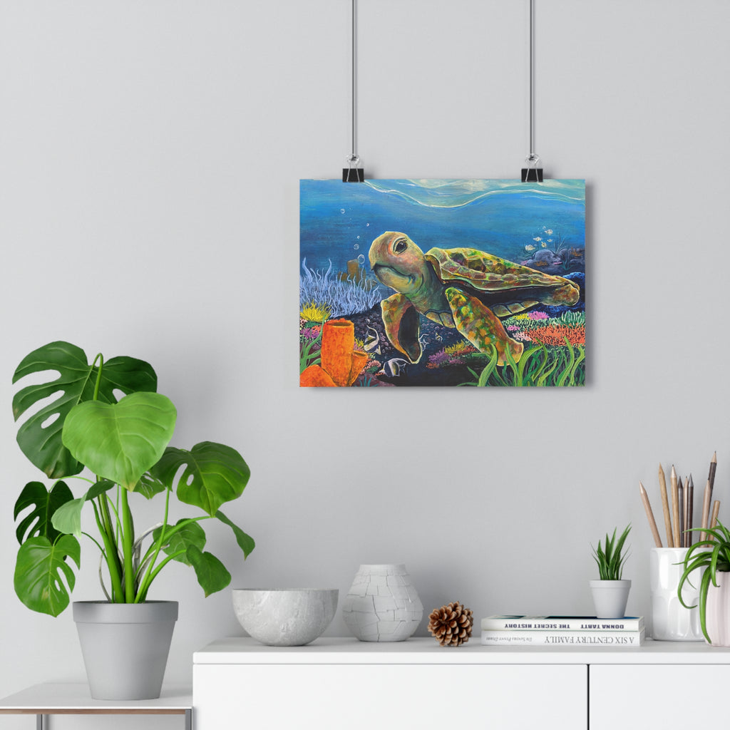Sea Turtle Underwater Giclée Art Print