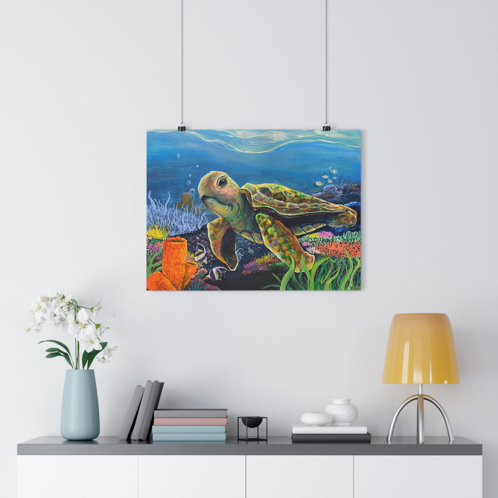 Sea Turtle Underwater Giclée Art Print