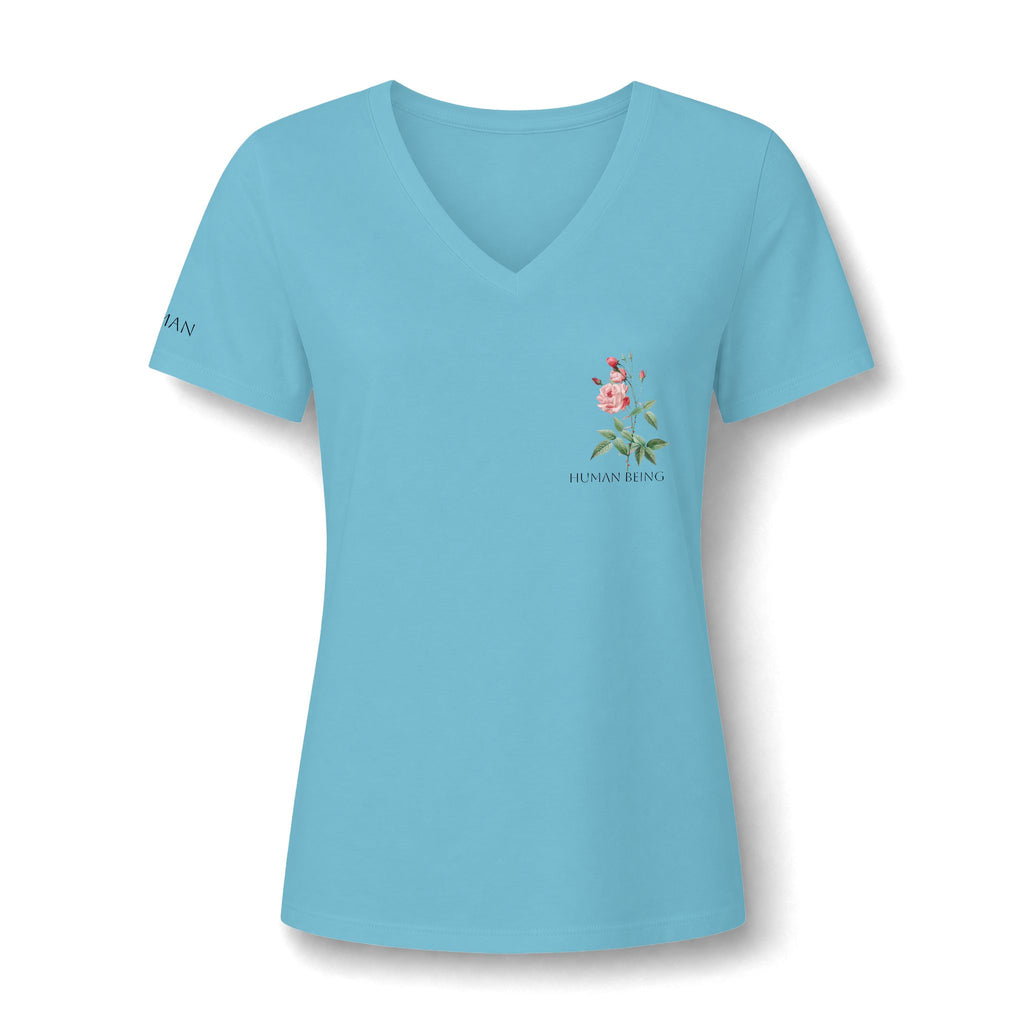 Women's HUMAN BEING Botanical Floral V-Neck T-Shirt