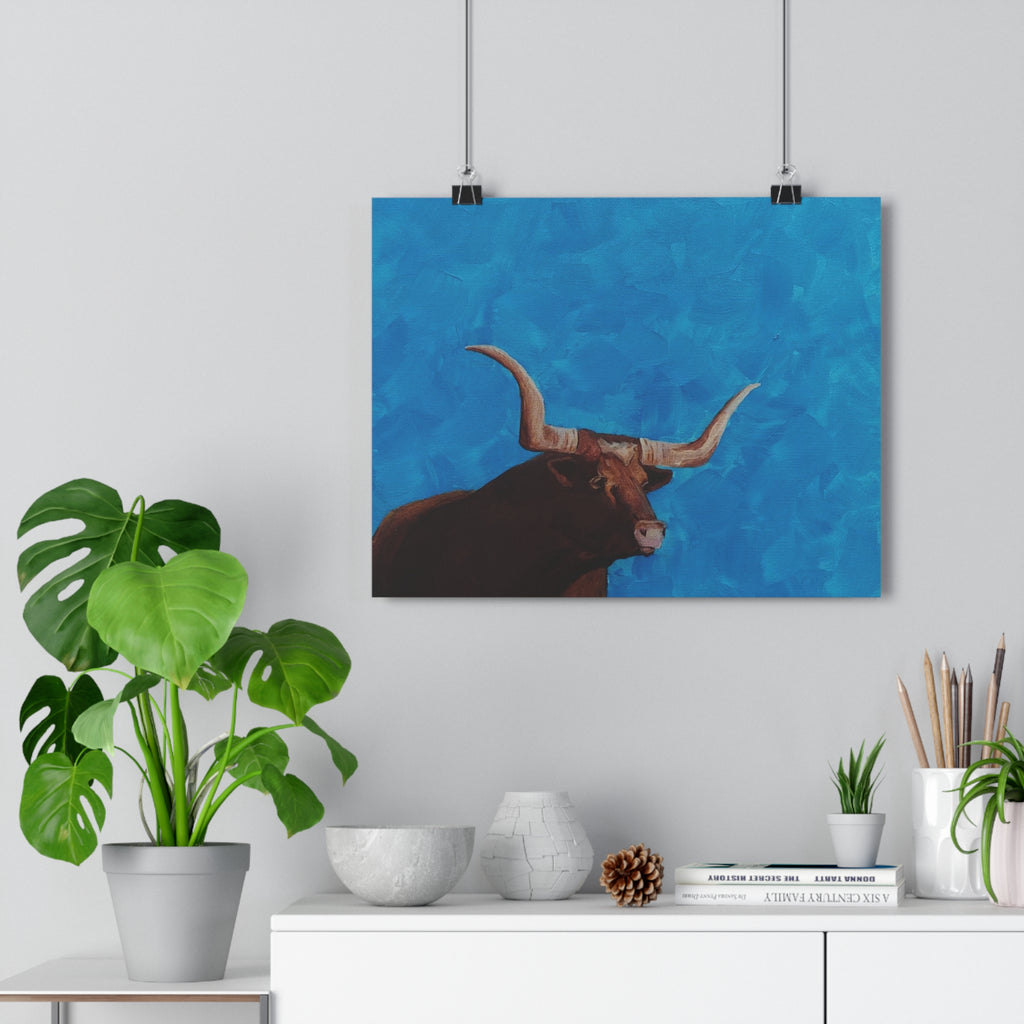 Longhorn Bull Giclée Art Print – Southwestern Western Wall Decor