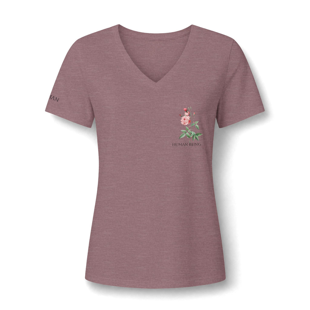 Women's HUMAN BEING Botanical Floral V-Neck T-Shirt