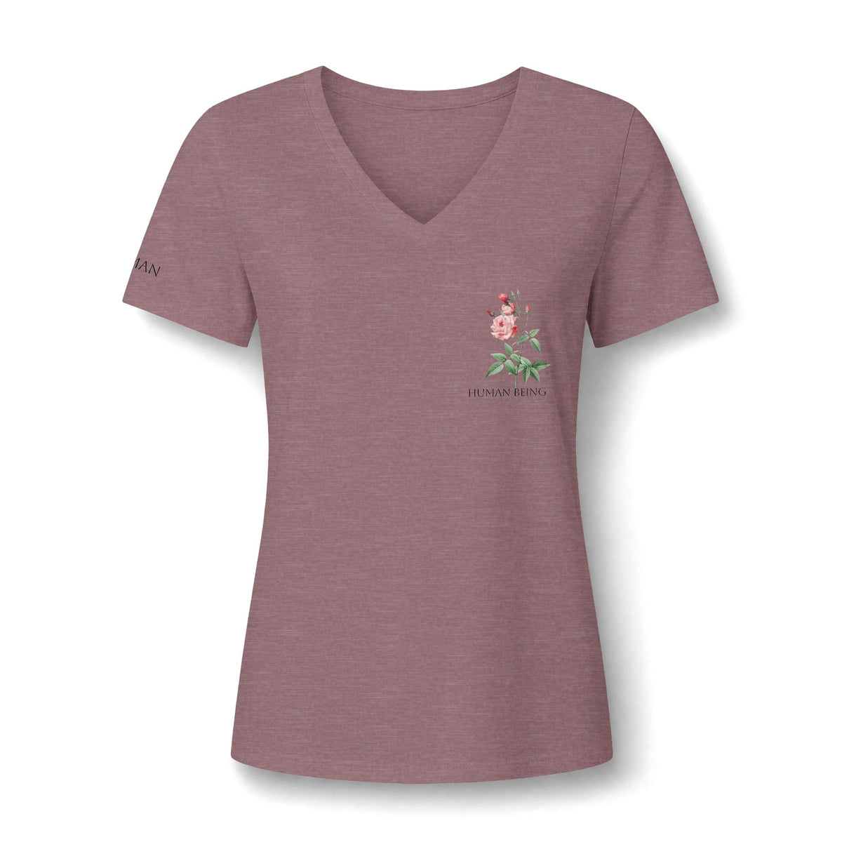 Women's HUMAN BEING Botanical Floral V-Neck T-Shirt