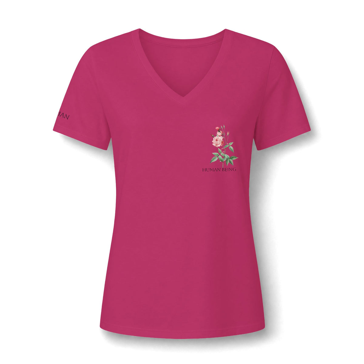 Women's HUMAN BEING Botanical Floral V-Neck T-Shirt