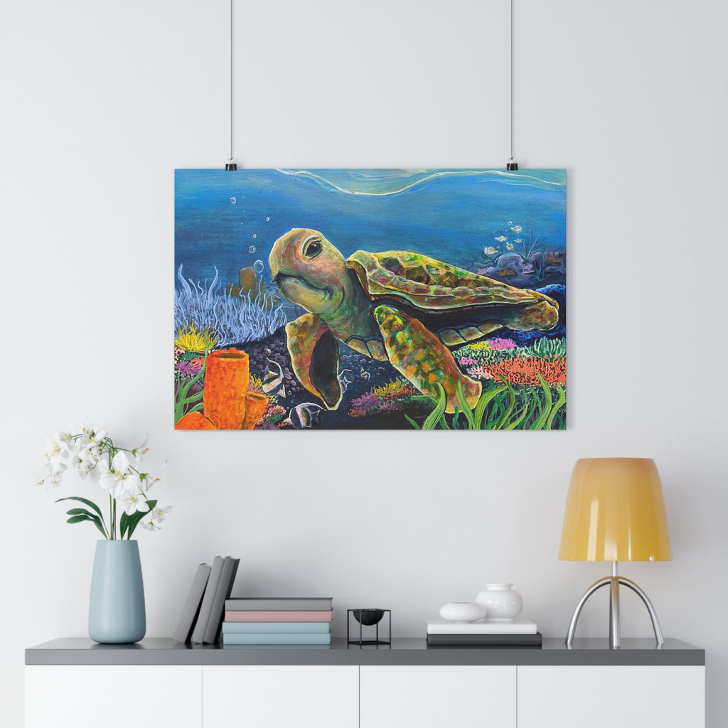 Sea Turtle Underwater Giclée Art Print