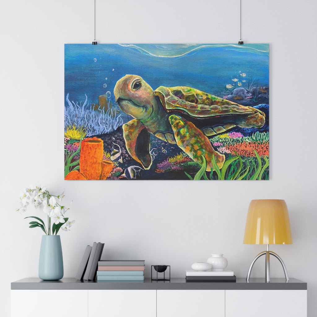 Sea Turtle Underwater Giclée Art Print