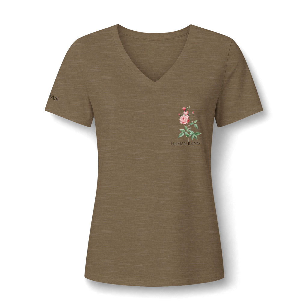 Women's HUMAN BEING Botanical Floral V-Neck T-Shirt