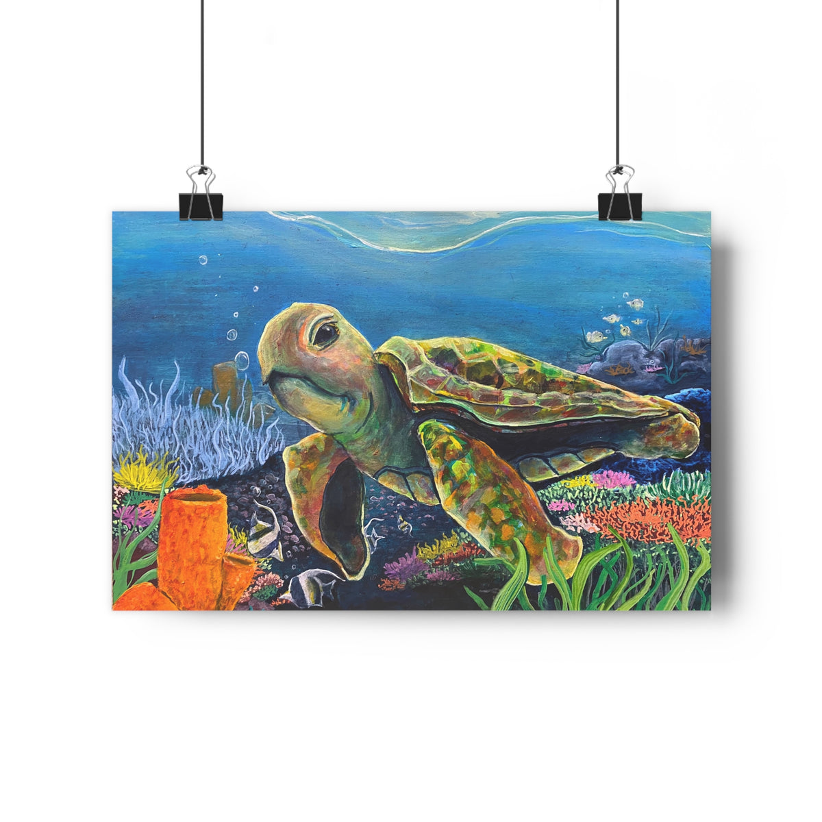 Sea Turtle Underwater Giclée Art Print
