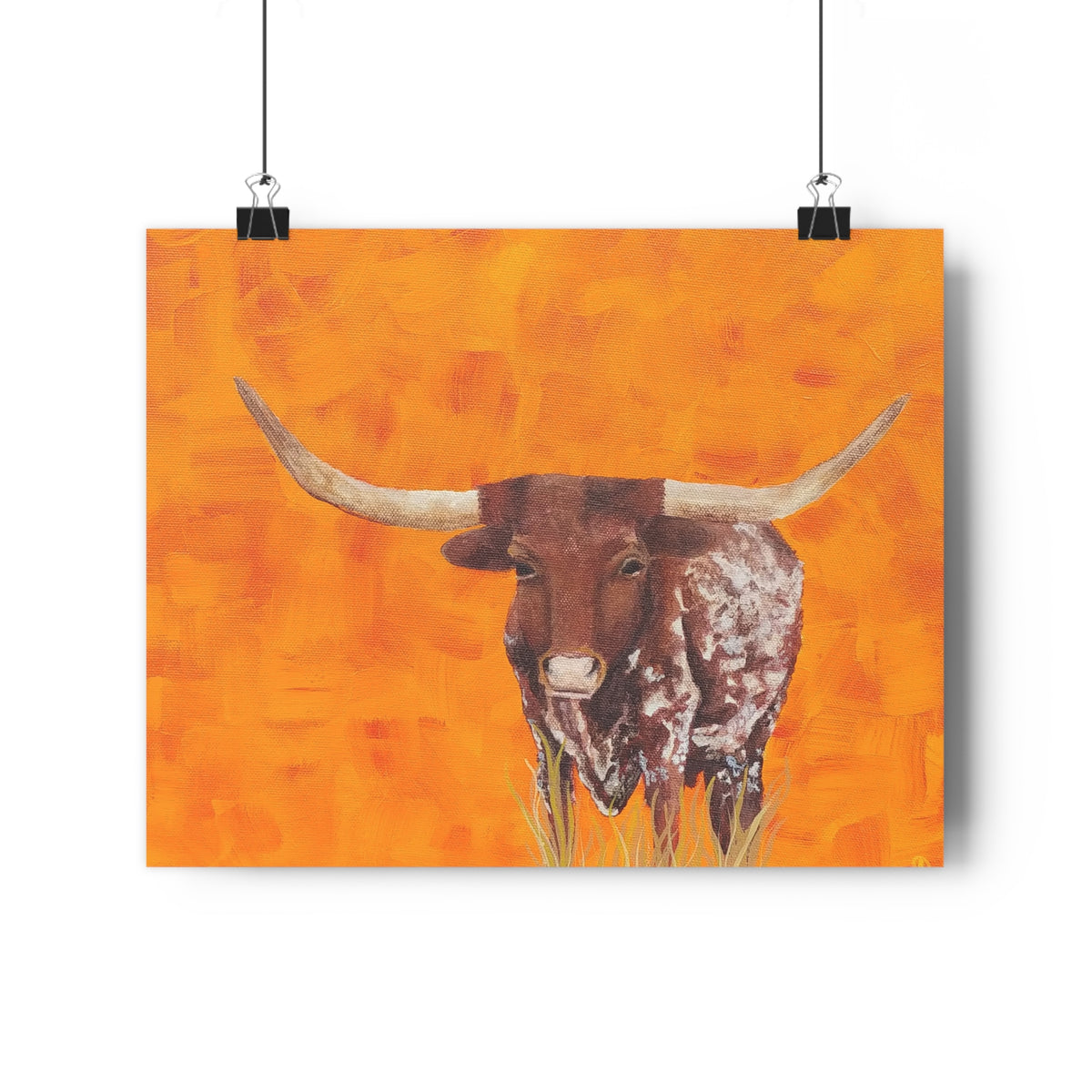 Longhorn Cow Giclée Art Print – Rustic Western Farmhouse Wall Decor