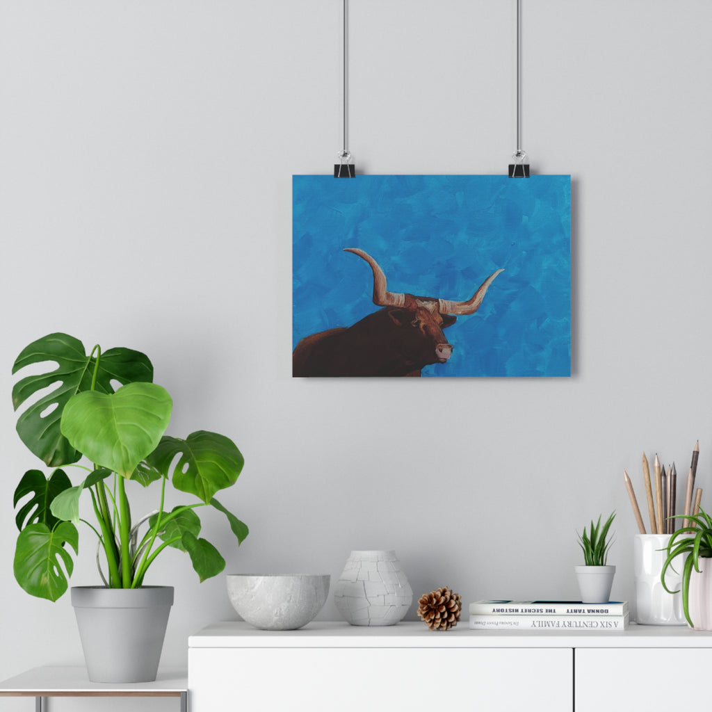 Longhorn Bull Giclée Art Print – Southwestern Western Wall Decor