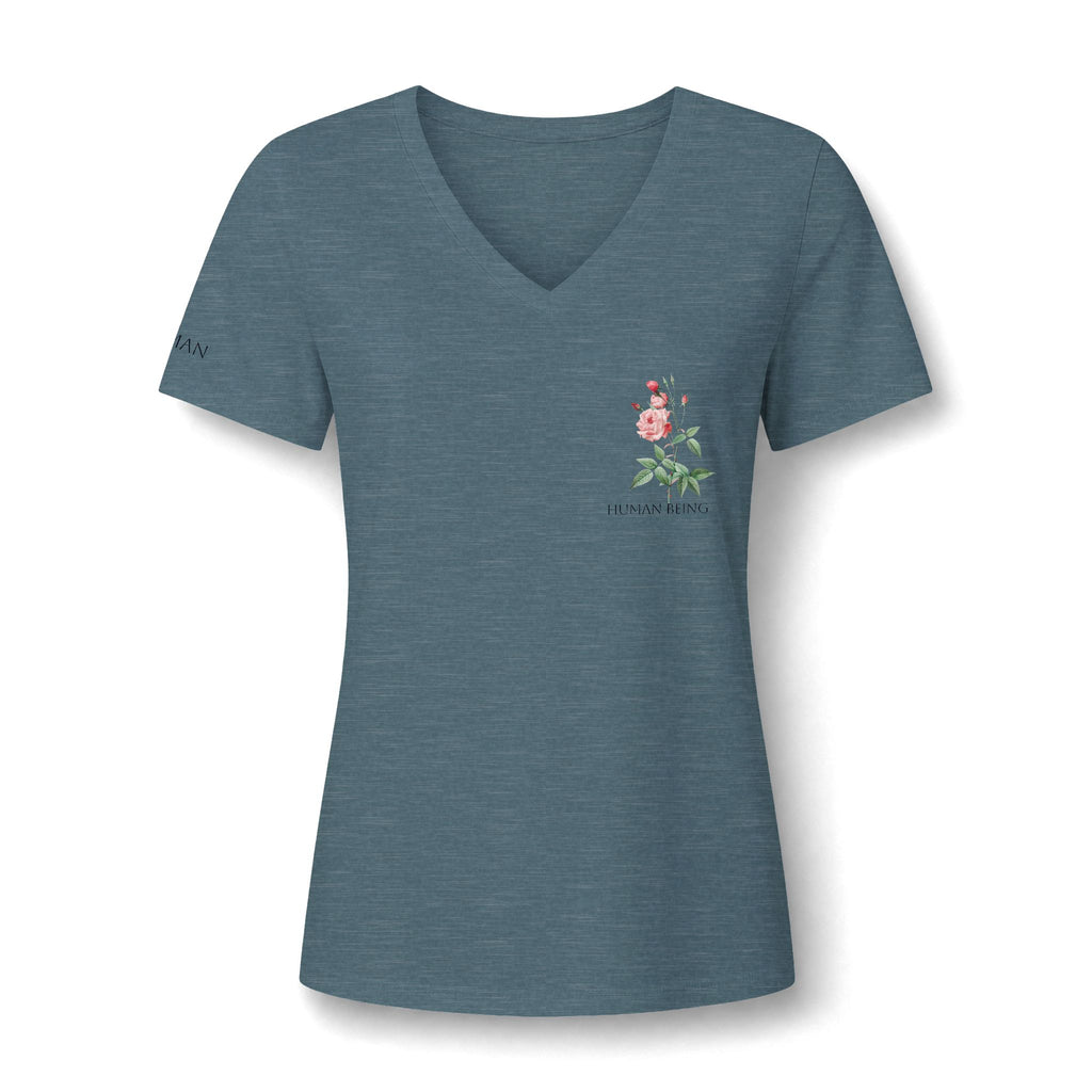 Women's HUMAN BEING Botanical Floral V-Neck T-Shirt