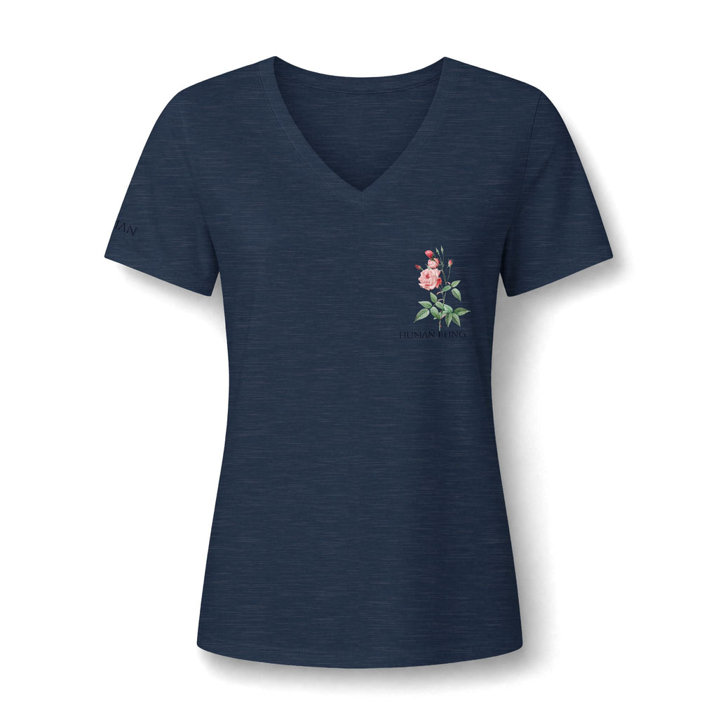 Women's HUMAN BEING Botanical Floral V-Neck T-Shirt