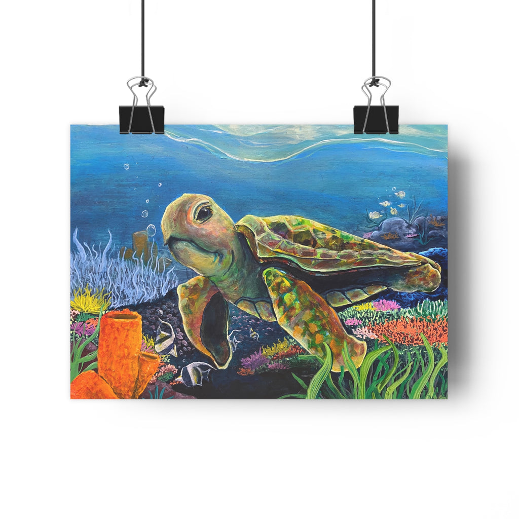 Sea Turtle Underwater Giclée Art Print