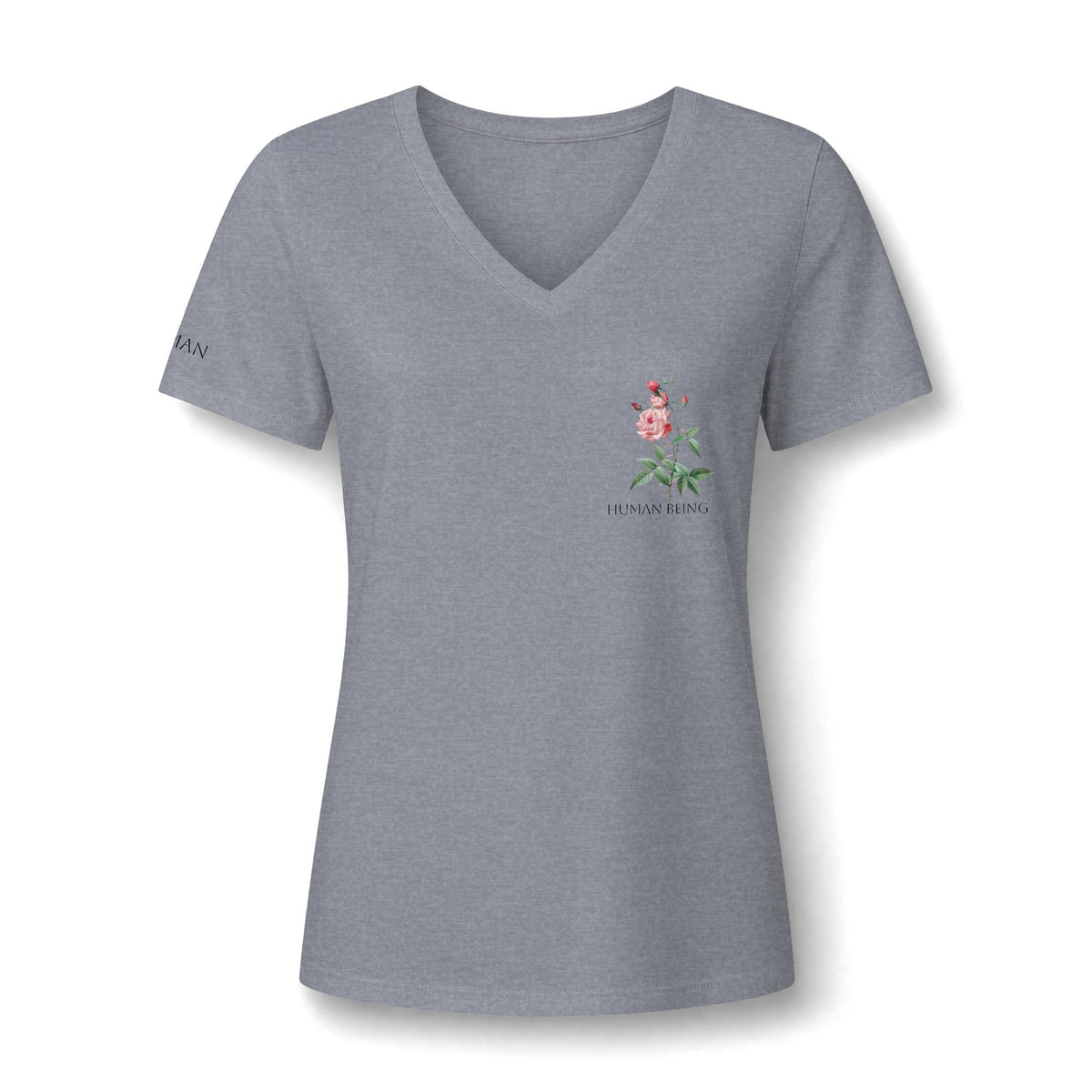 Women's HUMAN BEING Botanical Floral V-Neck T-Shirt
