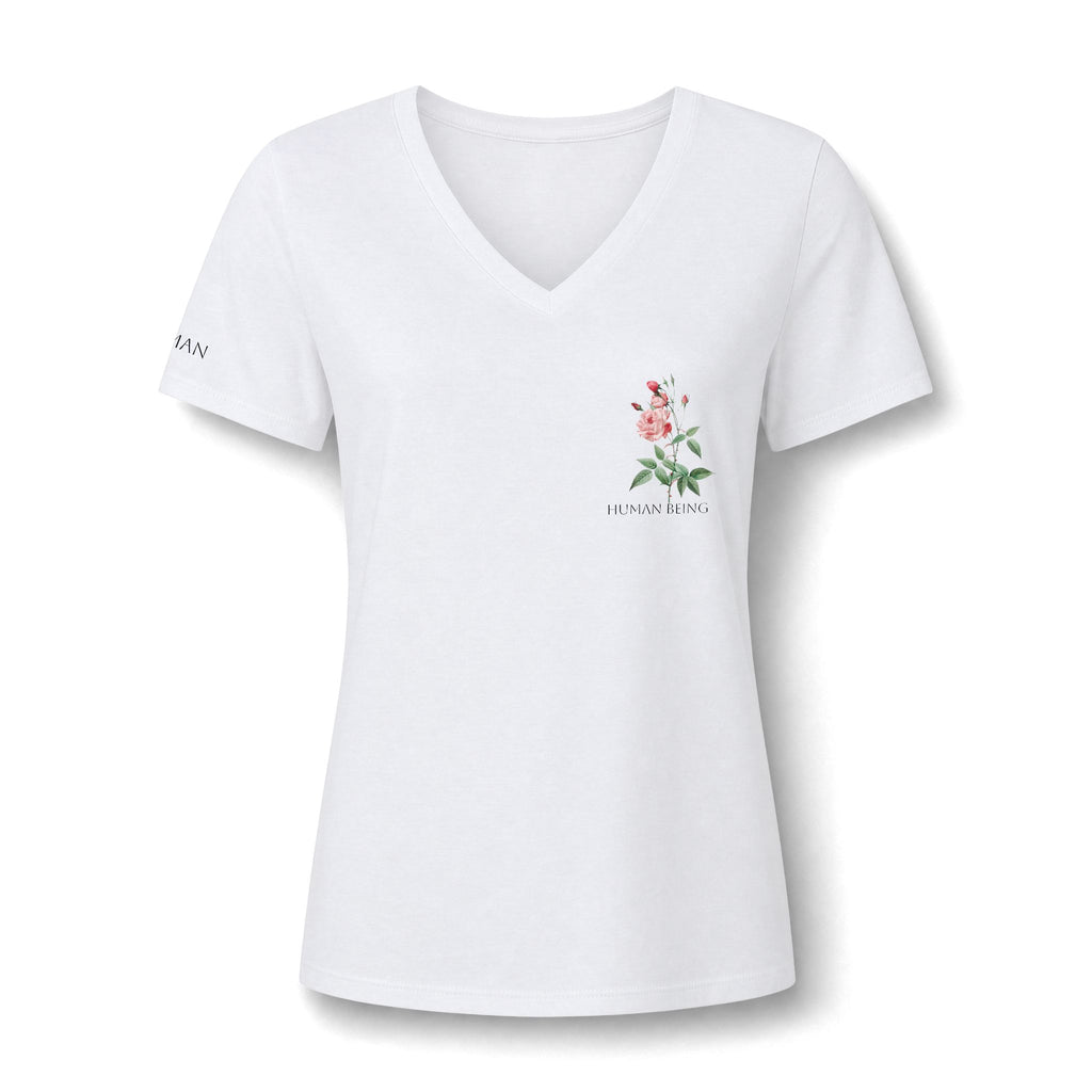 Women's HUMAN BEING Botanical Floral V-Neck T-Shirt