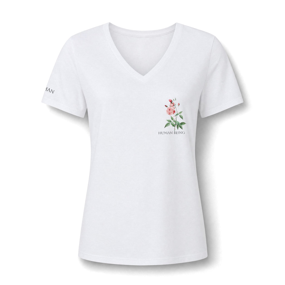 Women's HUMAN BEING Botanical Floral V-Neck T-Shirt