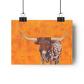 Longhorn Cow Giclée Art Print – Rustic Western Farmhouse Wall Decor