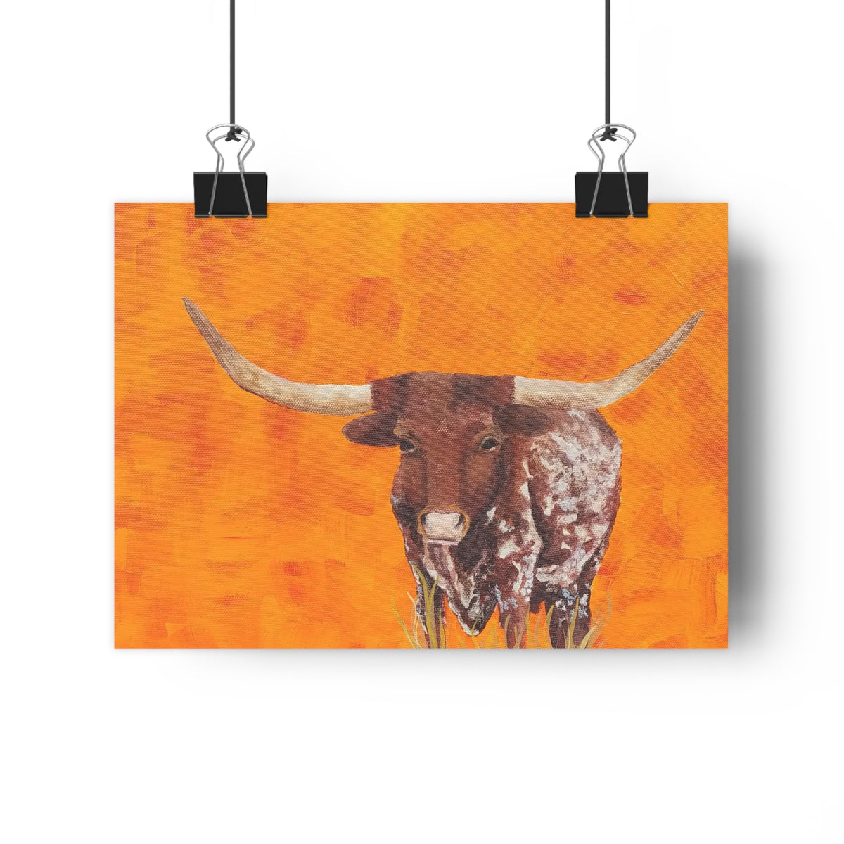 Longhorn Cow Giclée Art Print – Rustic Western Farmhouse Wall Decor