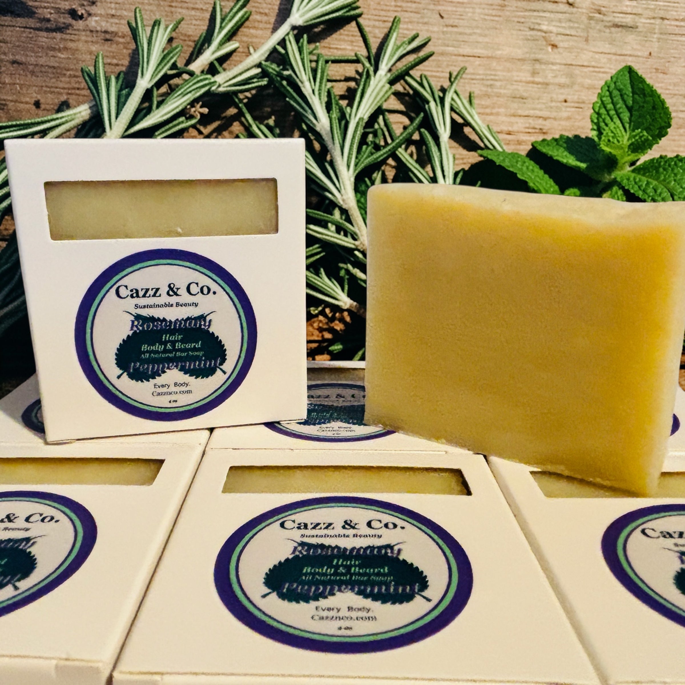 Rosemary Peppermint Hair Body and Beard Bar Soap 4oz